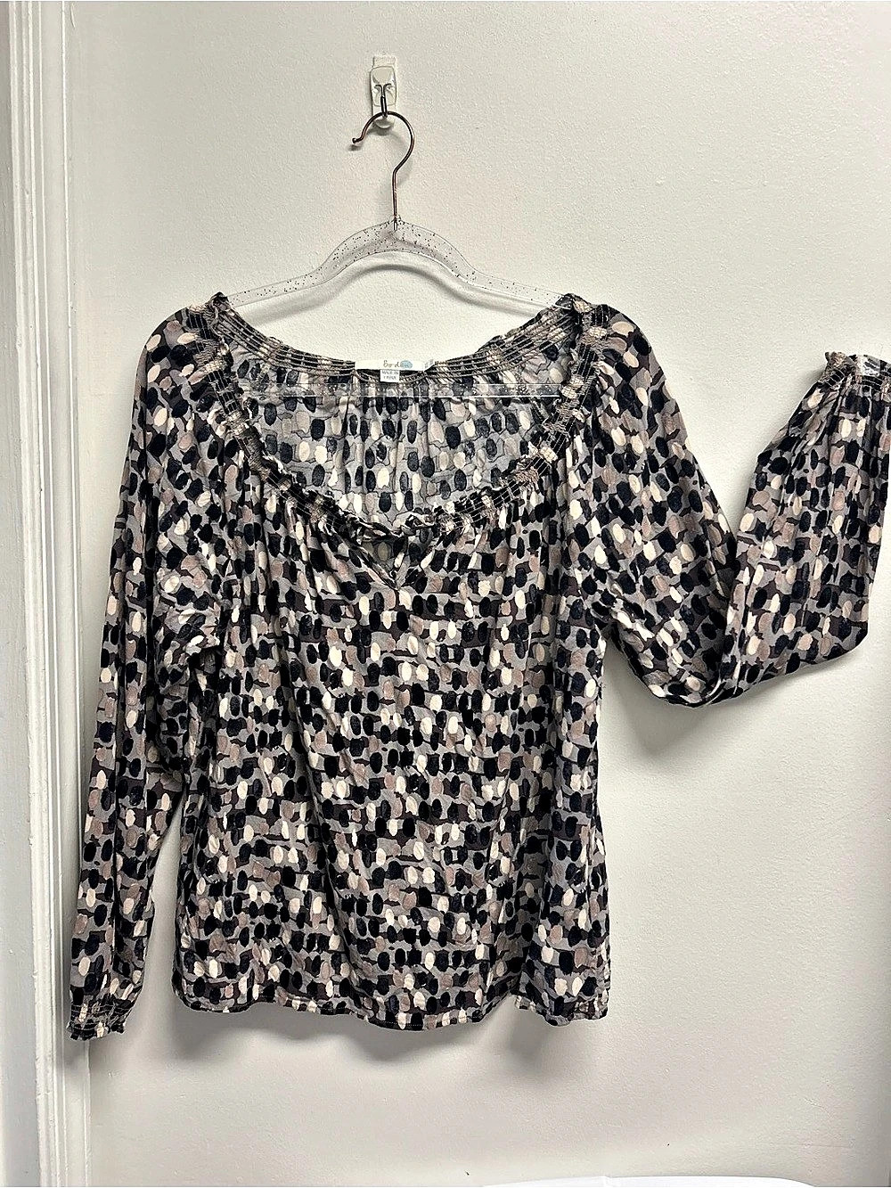 Boden Abstract Print Blouse in Brown & Black Size 12